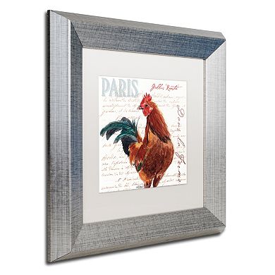 Trademark Fine Art Dans la Ferme Rooster II Silver Finish Framed Wall Art