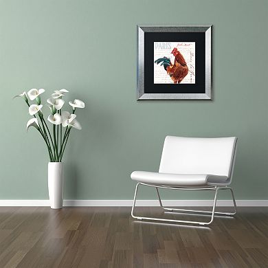 Trademark Fine Art Dans la Ferme Rooster II Silver Finish Framed Wall Art