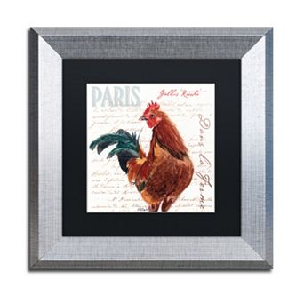 Trademark Fine Art Dans la Ferme Rooster II Silver Finish Framed Wall Art