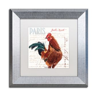 Trademark Fine Art Dans la Ferme Rooster II Silver Finish Framed Wall Art