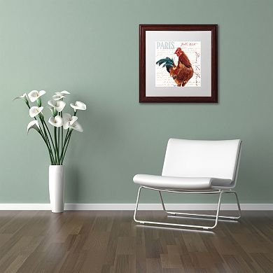 Trademark Fine Art Dans la Ferme Rooster II Wood Finish Framed Wall Art