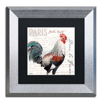 Trademark Fine Art Dans la Ferme Rooster III Silver Finish Framed Wall Art
