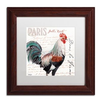 Trademark Fine Art Dans la Ferme Rooster III Wood Finish Framed Wall Art