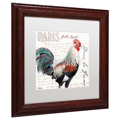 Trademark Fine Art Dans la Ferme Rooster III Wood Finish Framed Wall Art