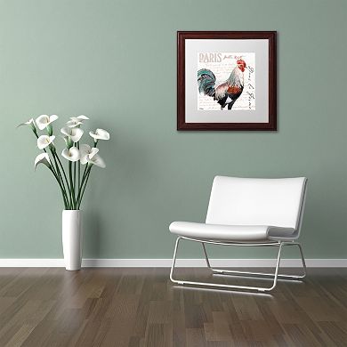 Trademark Fine Art Dans la Ferme Rooster III Wood Finish Framed Wall Art