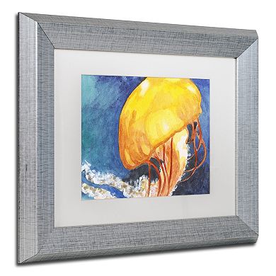 Trademark Fine Art Jelly Fish II Silver Finish Framed Wall Art