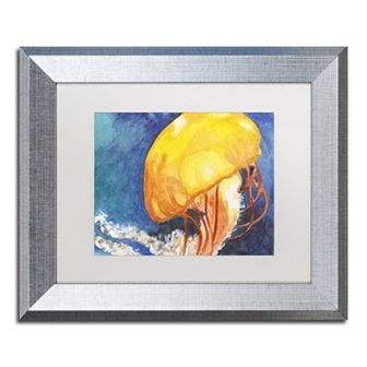 Trademark Fine Art Jelly Fish II Silver Finish Framed Wall Art