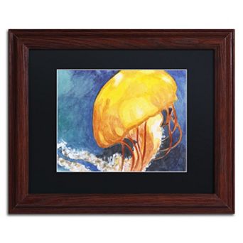 Trademark Fine Art Jelly Fish II Wood Finish Framed Wall Art