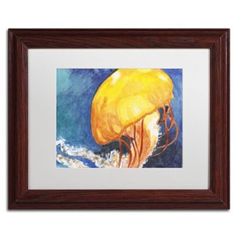 Trademark Fine Art Jelly Fish II Wood Finish Framed Wall Art