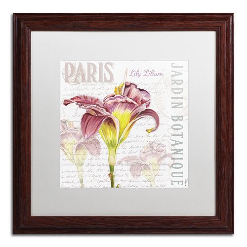 Trademark Fine Art Paris Botanique Lily Wood Finish Framed Wall Art
