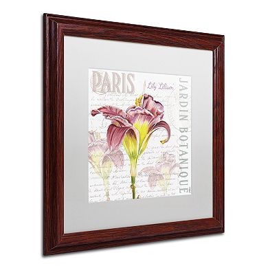 Trademark Fine Art Paris Botanique Lily Wood Finish Framed Wall Art