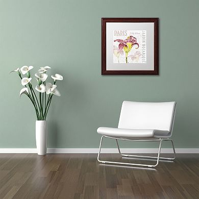 Trademark Fine Art Paris Botanique Lily Wood Finish Framed Wall Art