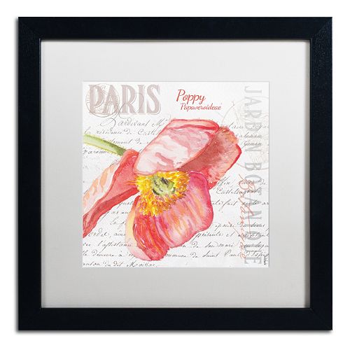 Trademark Fine Art Paris Botanique Red Poppy Black Framed Wall Art
