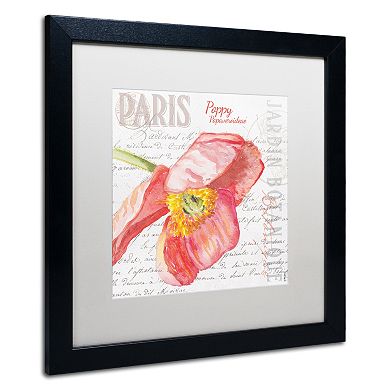 Trademark Fine Art Paris Botanique Red Poppy Black Framed Wall Art