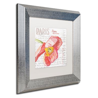 Trademark Fine Art Paris Botanique Red Poppy Silver Finish Framed Wall Art