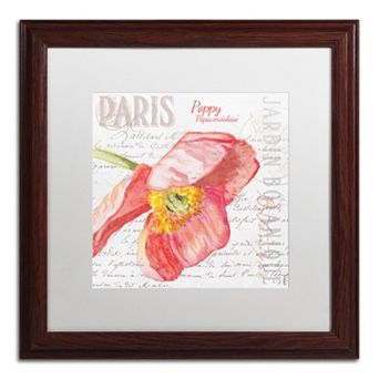 Trademark Fine Art Paris Botanique Red Poppy Wood Finish Framed Wall Art