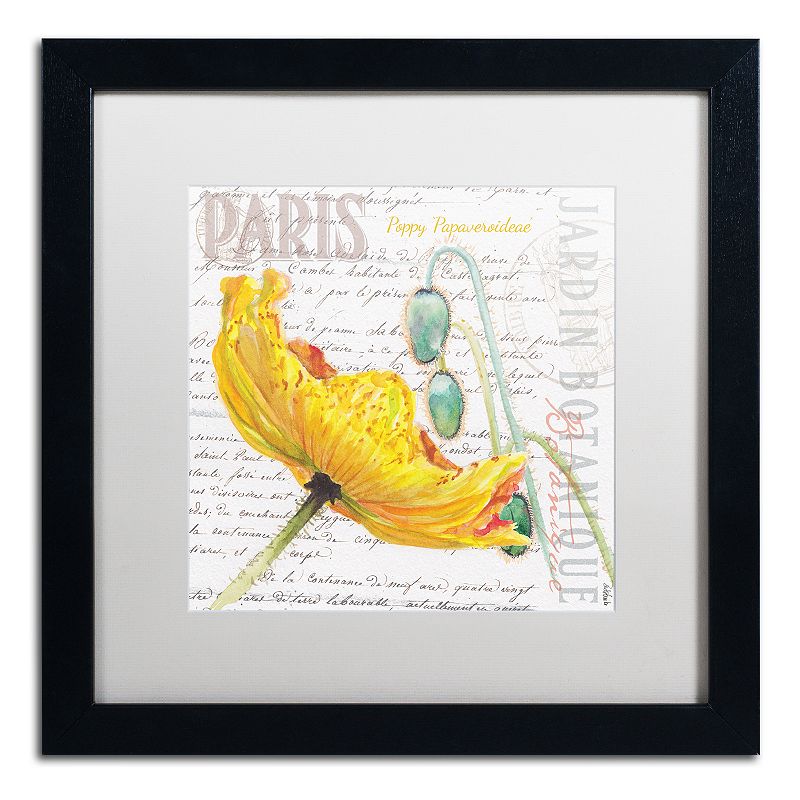 Trademark Fine Art Paris Botanique Yellow Poppy Black Framed Wall Art, 11X1