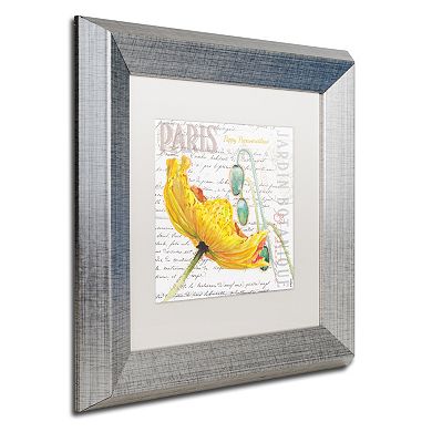 Trademark Fine Art Paris Botanique Yellow Poppy Silver Finish Framed Wall Art