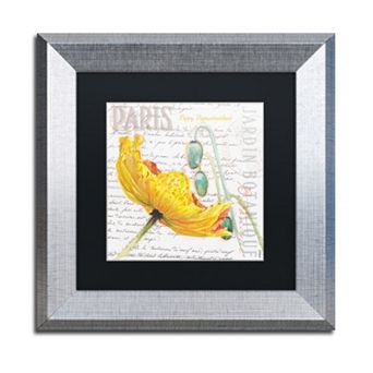 Trademark Fine Art Paris Botanique Yellow Poppy Silver Finish Framed Wall Art