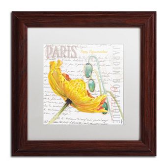 Trademark Fine Art Paris Botanique Yellow Poppy Wood Finish Framed Wall Art