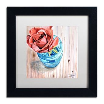 Trademark Fine Art Rose in Jar Matted Black Framed Wall Art