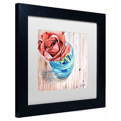 Trademark Fine Art Rose in Jar Matted Black Framed Wall Art