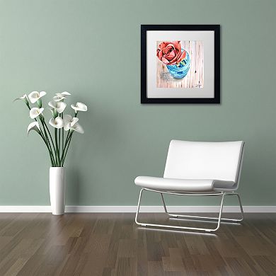 Trademark Fine Art Rose in Jar Matted Black Framed Wall Art