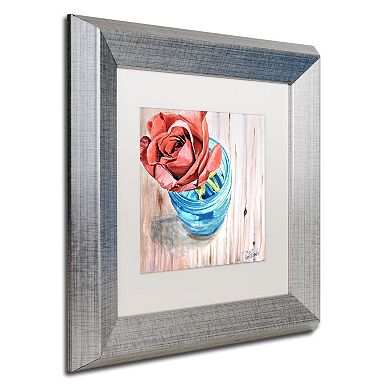 Trademark Fine Art Rose in Jar Silver Finish Framed Wall Art