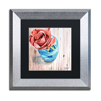 Trademark Fine Art Rose in Jar Silver Finish Framed Wall Art