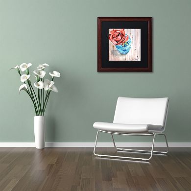 Trademark Fine Art Rose in Jar Wood Finish Framed Wall Art