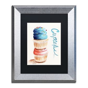 Trademark Fine Art Stacked Cupcakes Silver Finish Framed Wall Art