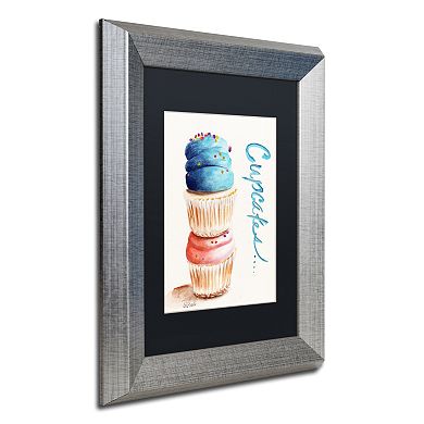 Trademark Fine Art Stacked Cupcakes Silver Finish Framed Wall Art