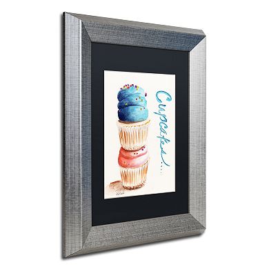 Trademark Fine Art Stacked Cupcakes Silver Finish Framed Wall Art