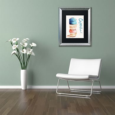 Trademark Fine Art Stacked Cupcakes Silver Finish Framed Wall Art