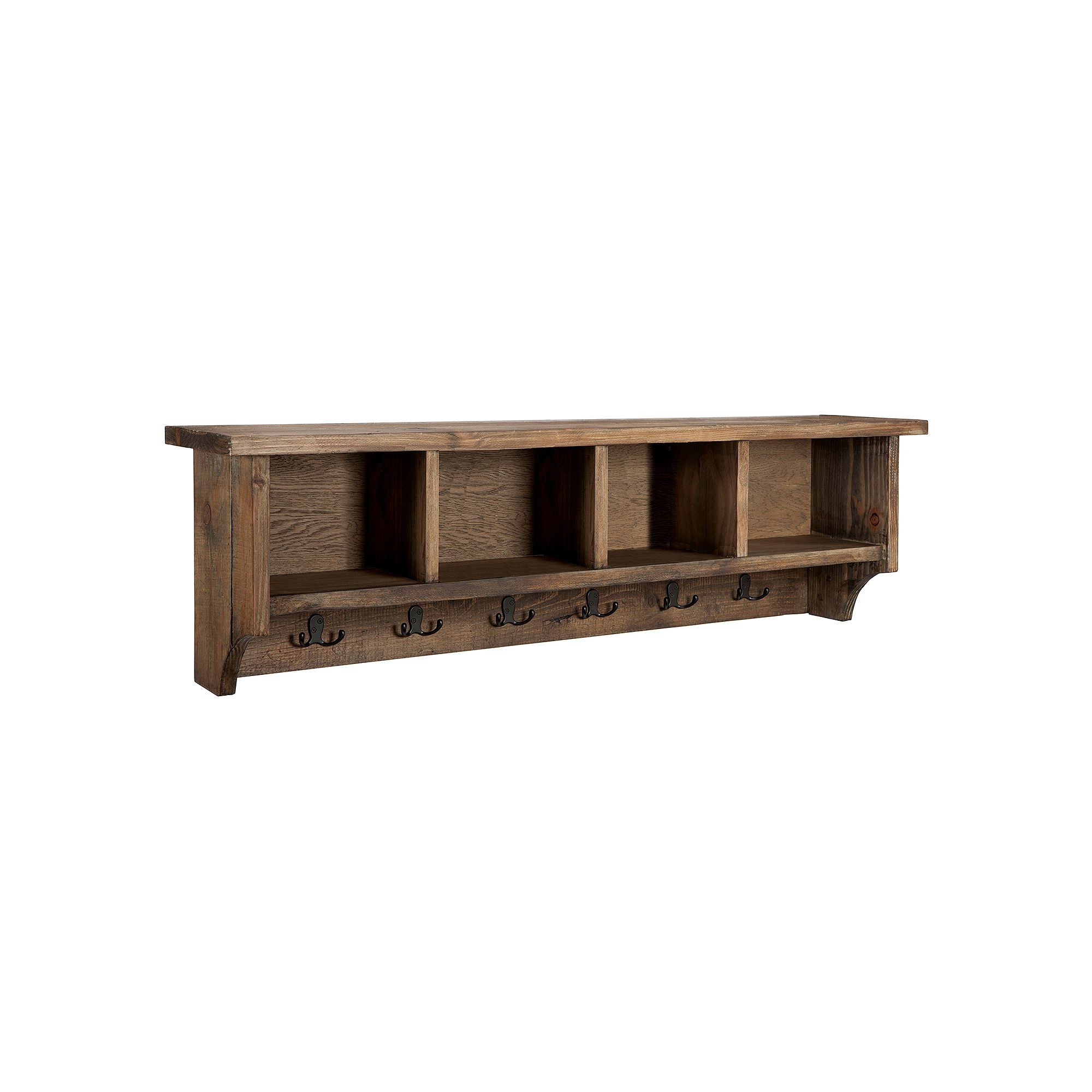 Alaterre Pomona Entryway Coat Hook with Storage Cubbies, Brown