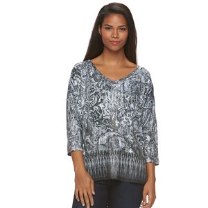 Women's Gloria Vanderbilt Embellished Summer Swirl Shirt