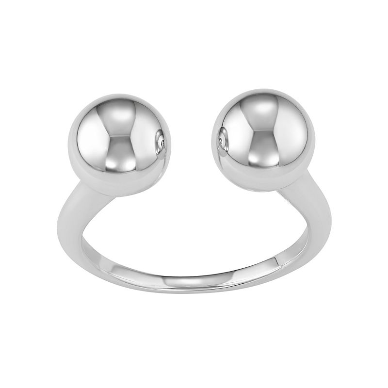 Sterling Silver Ball Open Ring, Womens, Size: 8, Grey