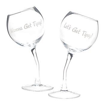 Let's Get Tipsy 12-ounce Tipsy Wine Glasses (Set of 4) - Bed Bath & Beyond  - 12590266