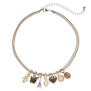 Mudd® Owl, Eiffel Tower, Rose & Heart Charm Choker Necklace Set