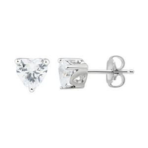 DiamonLuxe Sterling Silver Cubic Zirconia Heart Stud Earrings