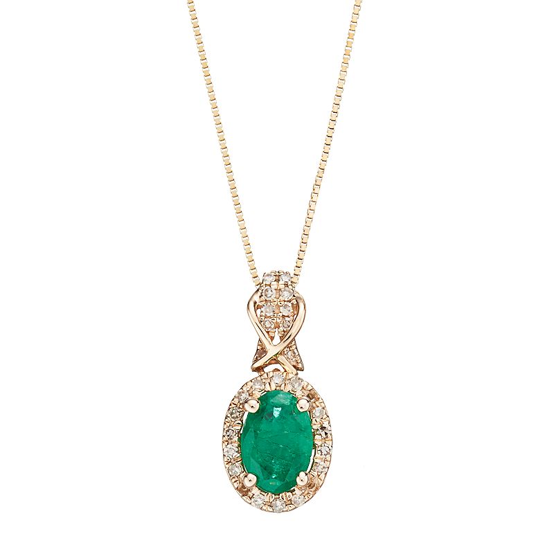 52918729 10k Gold Emerald & 1/6 Carat T.W. Diamond Halo Pen sku 52918729