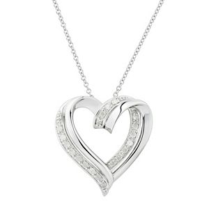 Two Hearts Forever One  Sterling Silver 1/4 Carat T.W. Diamond Heart Pendant