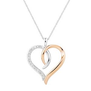 Two Hearts Forever One Two Tone Sterling Silver 1/4 Carat T.W. Diamond Interlocking Heart Pendant