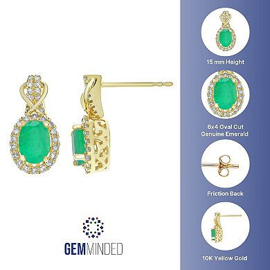 Gemminded 10k Gold Emerald & 1/4 Carat T.W. Diamond Halo Stud Earrings