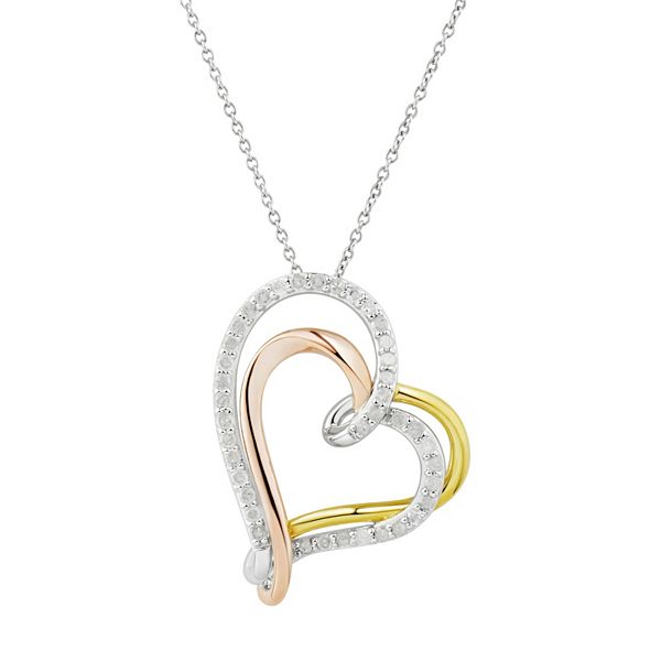 Buy Caratglitz Designer Gold And Diamond Jewellery 2 Heart Pendant For  Womens And Girls at