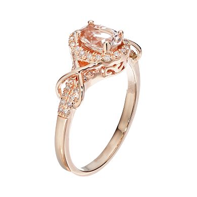 Gemminded 10k Rose Gold Morganite & 1/4 Carat T.W. Diamond Halo Ring