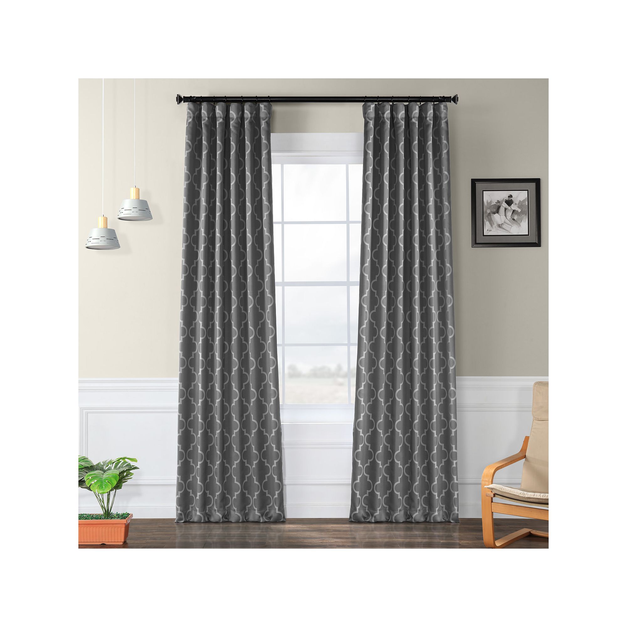 EFF Blackout 1-Panel Seville Window Curtain, Gray Silver