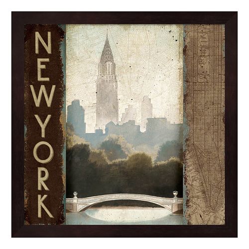 Metaverse Art Skyline New York Vintage Framed Wall Art