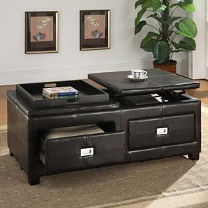 Baxton Studio Indy Lift-Top Ottoman & Tray