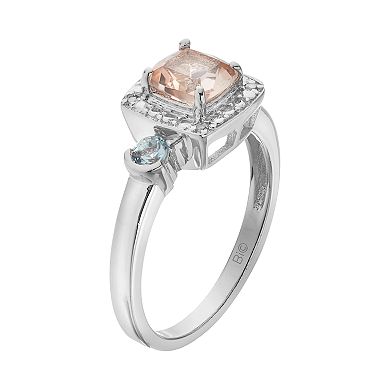Gemminded Sterling Silver Gemstone & Diamond Accent Halo Ring